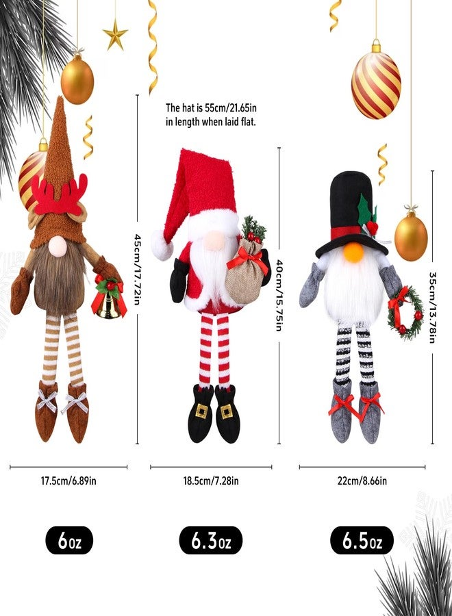 BWFY 3PCS Christmas Gnomes Plush,Long Leg Faceless Swedish Handmade Santa Plush Doll, Antler Gnome Rudolph Figurine Ornament for Home Holiday Party Gifts,Hotel, mall, Window Decoration,2025 - Image 2